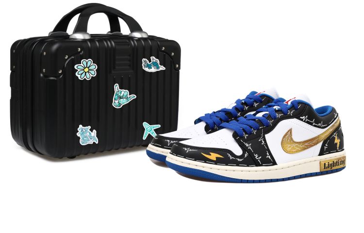 Buy 【定製球鞋】 Jordan Air Jordan 1 OKHR 閃電 心電波紋 貼布 漸變 做舊 低幫 復古籃球鞋 女款 黑白黃