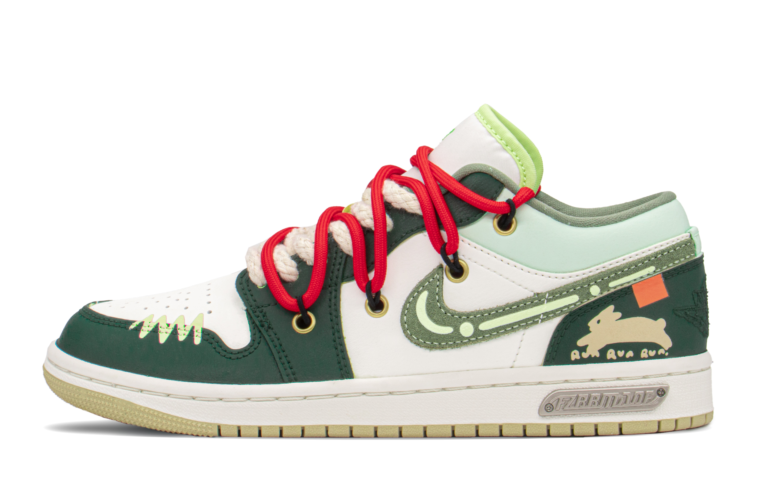 Buy (W) [Sepatu Kustom] Air Jordan 1 Low 'Lively Rabbit Putih-Hijau' FD9906-131(TeamA-AJ沙漠兔子)