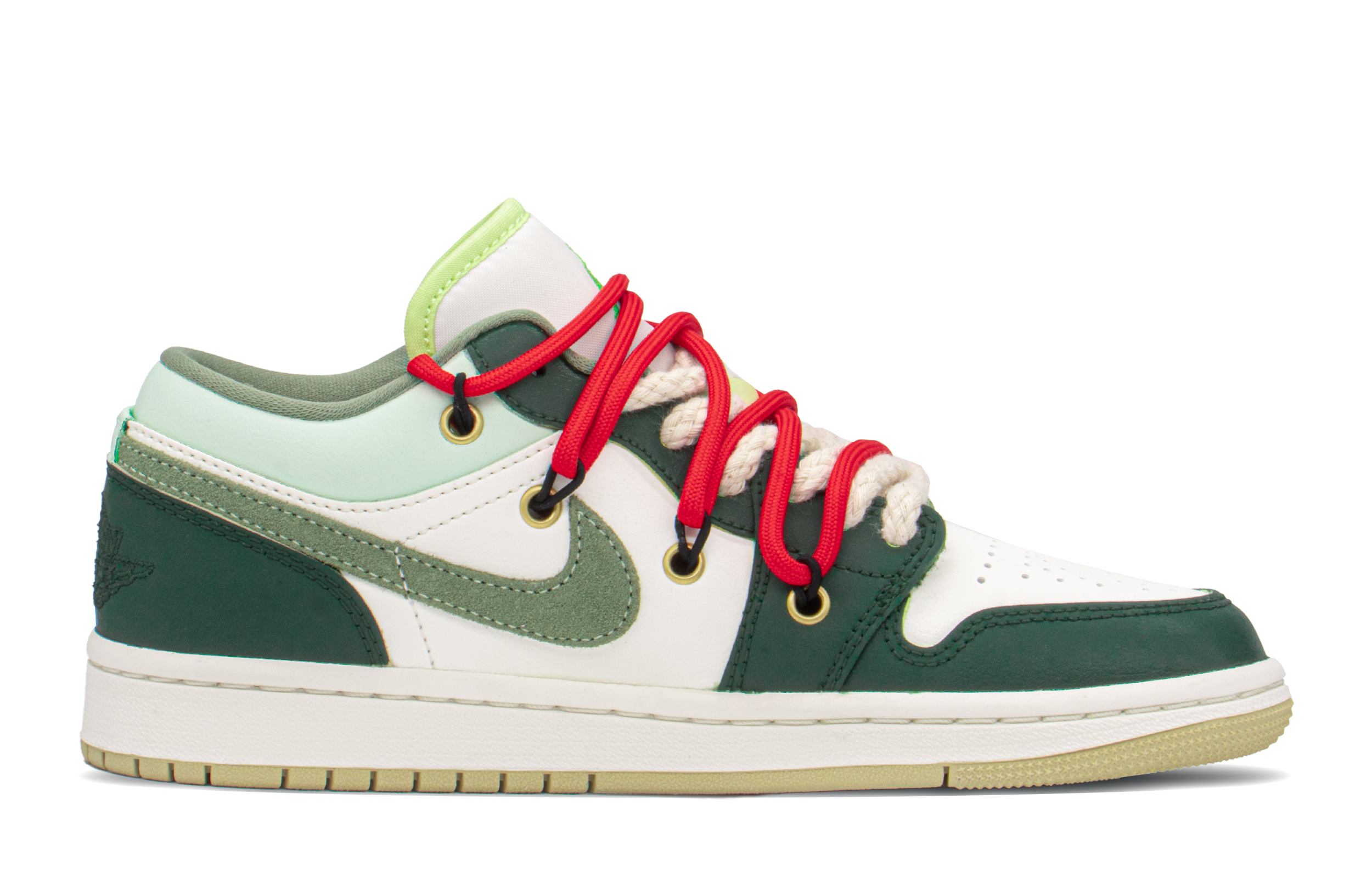 Order (W) [Sepatu Kustom] Air Jordan 1 Low 'Lively Rabbit Putih-Hijau' FD9906-131(TeamA-AJ沙漠兔子)