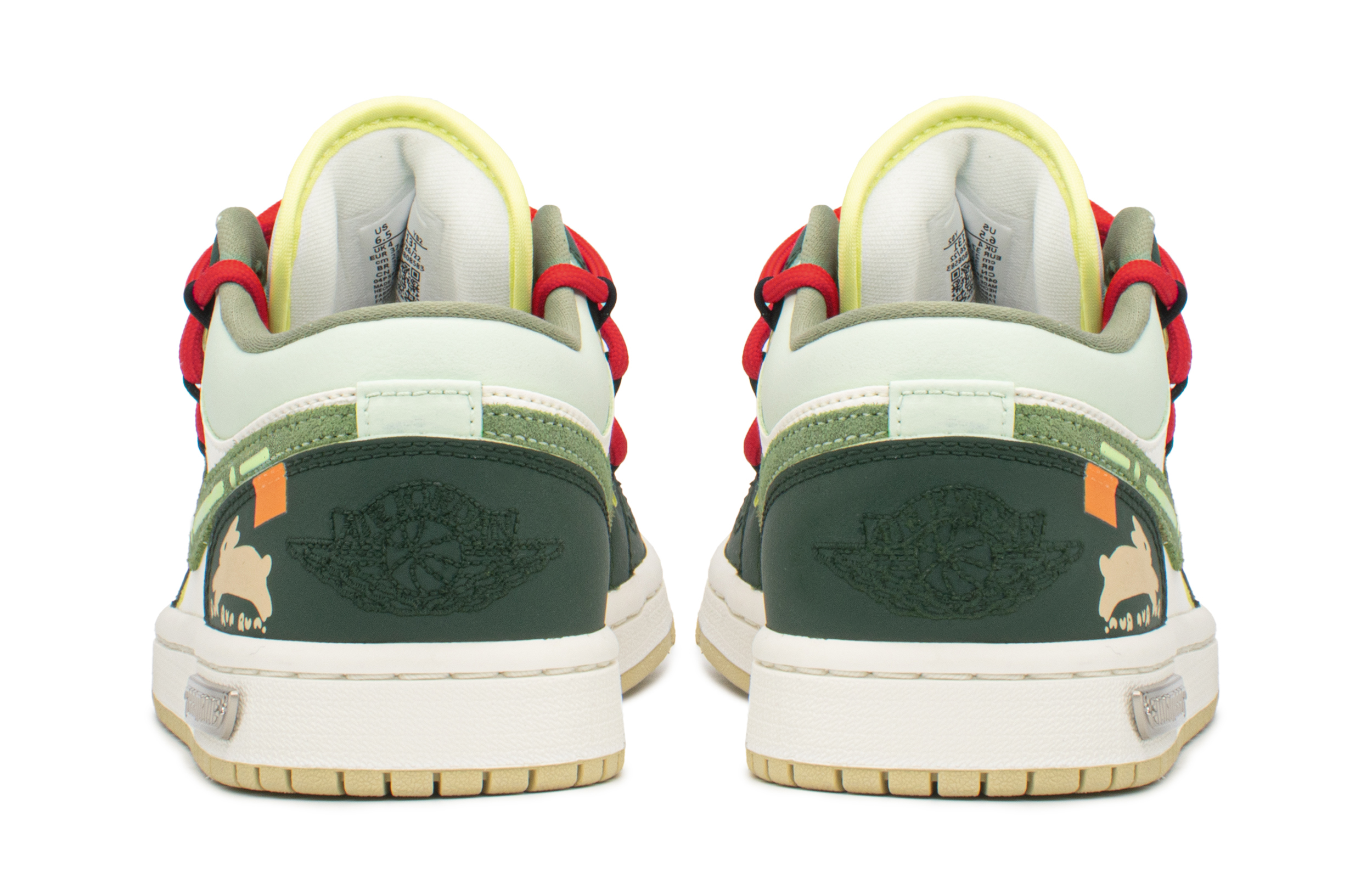 Shop (W) [Sepatu Kustom] Air Jordan 1 Low 'Lively Rabbit Putih-Hijau' FD9906-131(TeamA-AJ沙漠兔子)