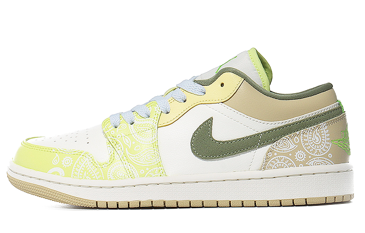 Buy (W) [Sepatu Kustom] Air Jordan 1 Low 'Matcha Macaron Paisley' FD9906-131(Team10-抹茶马卡龙）