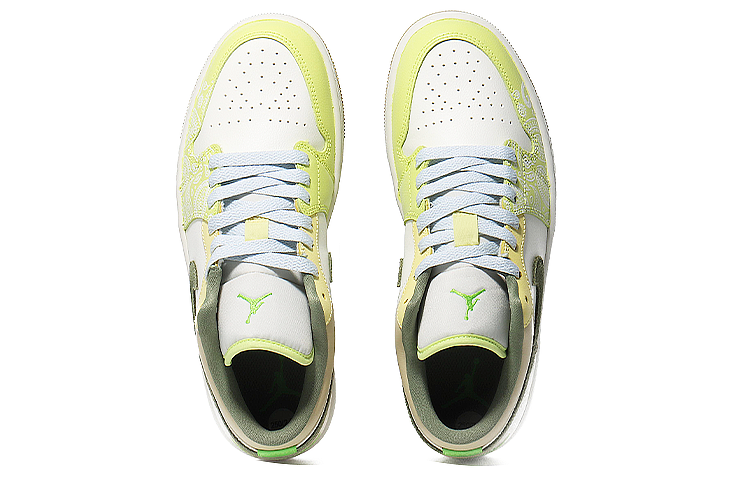 Shop (W) [Sepatu Kustom] Air Jordan 1 Low 'Matcha Macaron Paisley' FD9906-131(Team10-抹茶马卡龙）