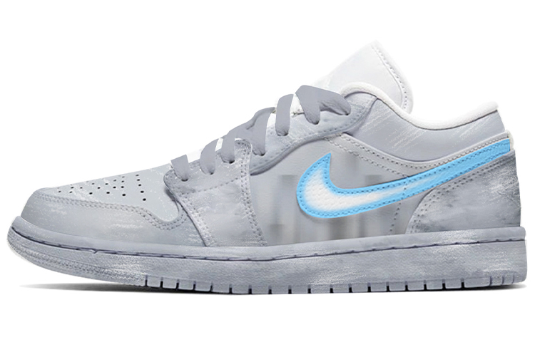 Buy (W) [Sepatu Custom] Air Jordan 1 Low 'Abu Spray Misty' 553560-130(TeamE-女款雾霾灰喷绘灰蓝)