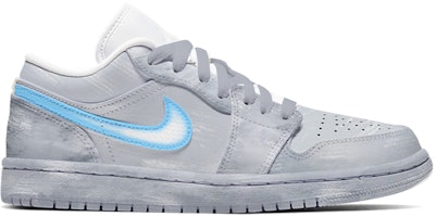 【定制球鞋】Jordan Air Jordan 1 Low 噴繪 霧霾灰 低筒 復古籃球鞋 女款 灰藍 Order 【定制球鞋】Jordan Air Jordan 1 Low 噴繪 霧霾灰 低筒 復古籃球鞋 女款 灰藍
