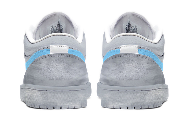 Shop (W) [Sepatu Custom] Air Jordan 1 Low 'Abu Spray Misty' 553560-130(TeamE-女款雾霾灰喷绘灰蓝)