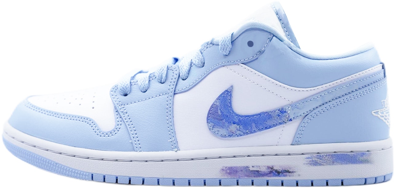 custom-shoes-women-air-jordan-1-low-mount-fuji-art-oil-painting-unc-blue