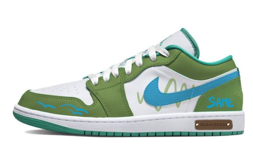 Buy (W) [Sepatu Custom] Air Jordan 1 Low 'Motif Oasis' DC0774-132(Team48-绿洲)