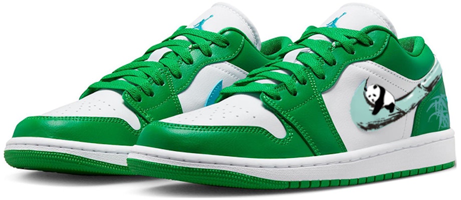【定製球鞋】 Jordan Air Jordan 1 新中式 熊貓抱竹 減震防滑耐磨 低筒 復古籃球鞋 女款 白綠藍 Lookbook 【定製球鞋】 Jordan Air Jordan 1 新中式 熊貓抱竹 減震防滑耐磨 低筒 復古籃球鞋 女款 白綠藍