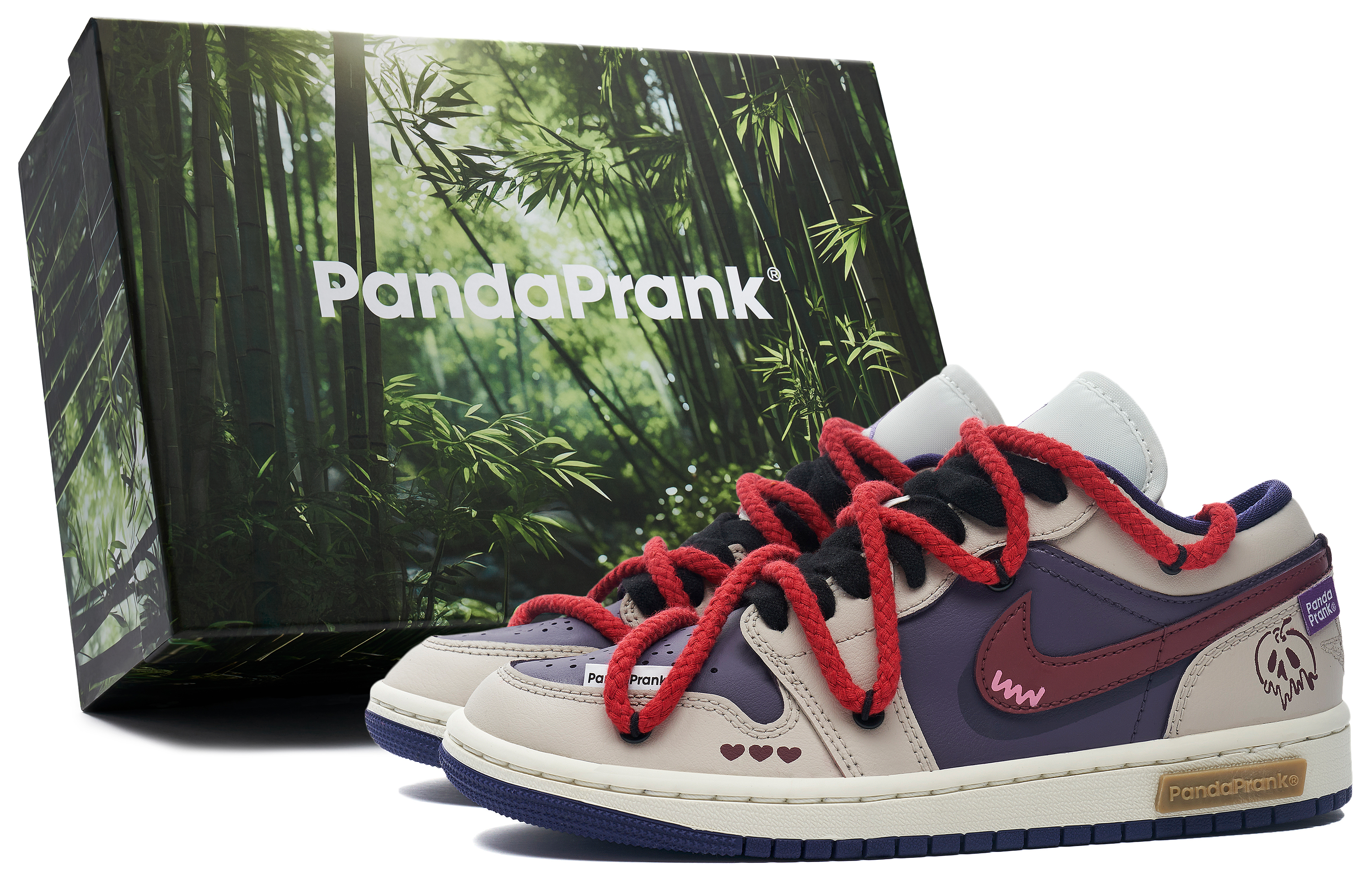 Buy 【客製化球鞋】 Jordan Air Jordan 1 熊貓惡作劇 紫霞 潮流百搭 解構 低筒 復古籃球鞋 女款 紫棕