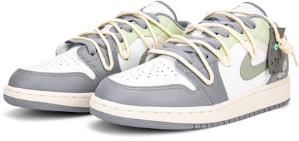 【定製球鞋】Jordan Air Jordan 1 Low 減齡 巴黎假期 解構雙鞋帶 低筒 板鞋 女款 復古灰 Lookbook 【定製球鞋】Jordan Air Jordan 1 Low 減齡 巴黎假期 解構雙鞋帶 低筒 板鞋 女款 復古灰