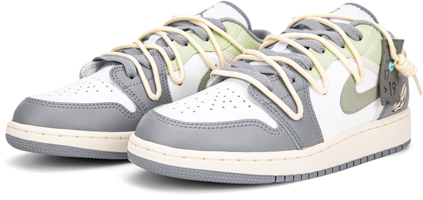 【定製球鞋】Jordan Air Jordan 1 Low 減齡 巴黎假期 解構雙鞋帶 低筒 板鞋 女款 復古灰 Lookbook 【定製球鞋】Jordan Air Jordan 1 Low 減齡 巴黎假期 解構雙鞋帶 低筒 板鞋 女款 復古灰