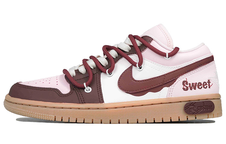 Buy (W) [定制鞋] Air Jordan 1 Low '粉胶' 低帮篮球鞋 DC0774-601(Team27-女款甜心巧克力酒红粉白)