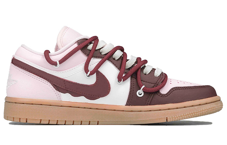 Order (W) [定制鞋] Air Jordan 1 Low '粉胶' 低帮篮球鞋 DC0774-601(Team27-女款甜心巧克力酒红粉白)