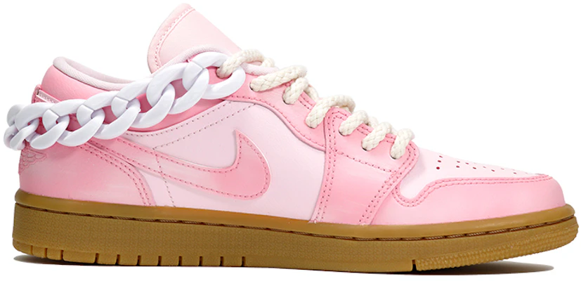【訂製球鞋】Jordan Air Jordan 1 Low "Pink Gum" 做舊 溫馨 浪漫 麻繩鞋帶 鏈條 低幫 復古籃球鞋 女款 粉白 Order 【訂製球鞋】Jordan Air Jordan 1 Low "Pink Gum" 做舊 溫馨 浪漫 麻繩鞋帶 鏈條 低幫 復古籃球鞋 女款 粉白