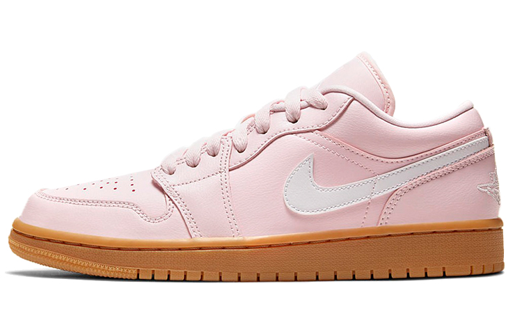 Cheap 【訂製球鞋】Jordan Air Jordan 1 Low "Pink Gum" 做舊 溫馨 浪漫 麻繩鞋帶 鏈條 低幫 復古籃球鞋 女款 粉白