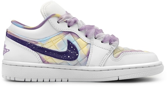 【定制球鞋】喬登 Air Jordan 1 縫紉小香奈兒 雲染霓虹 扎染漸變 夢幻 低幫 復古籃球鞋 女款 悠香黃 Order 【定制球鞋】喬登 Air Jordan 1 縫紉小香奈兒 雲染霓虹 扎染漸變 夢幻 低幫 復古籃球鞋 女款 悠香黃