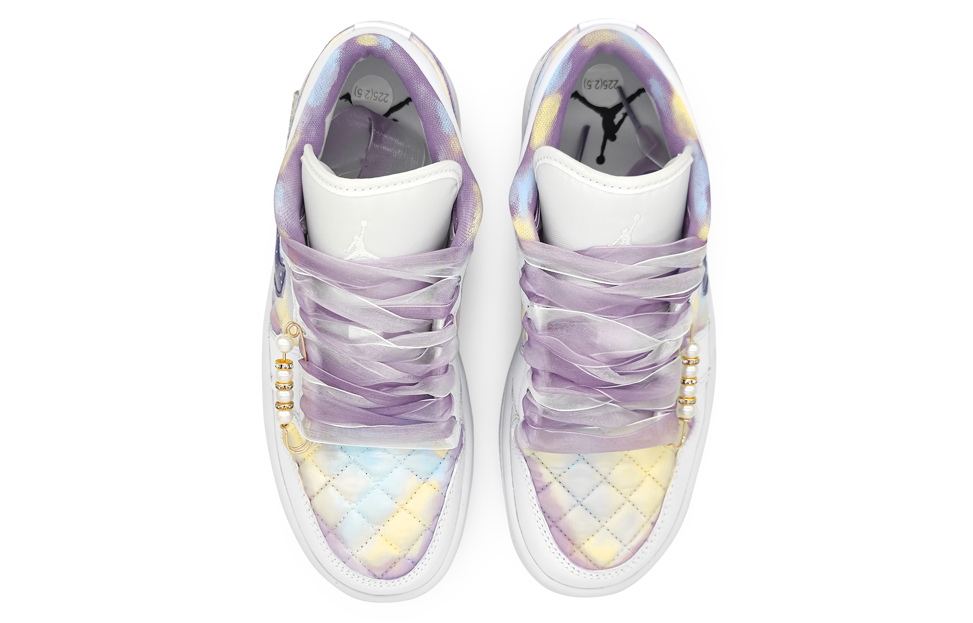 Shop (W) [Sepatu Custom] Air Jordan 1 Low 'Quilted Chanel Dream Gradasi' DB6480-100(Team16-女款云染霓虹黄)