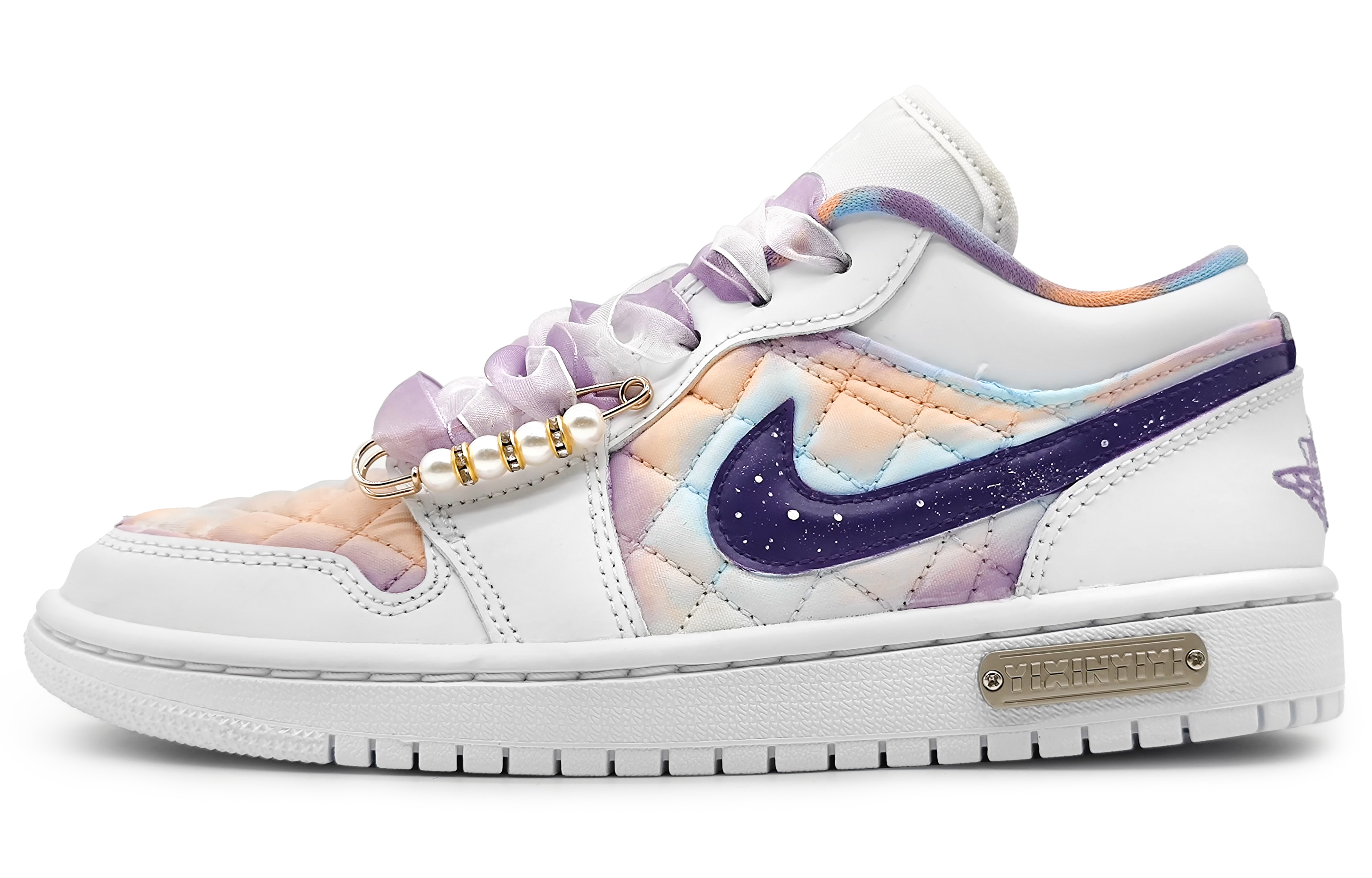 Buy (W) 에어 조던 1 로우 '퀼트 네온 마카롱' (커스텀) DB6480-100(Team16-女款云染霓虹)