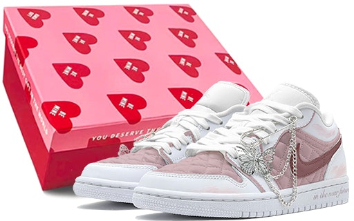 custom-shoes-women-air-jordan-1-low-quilted-pink-white-butterfly