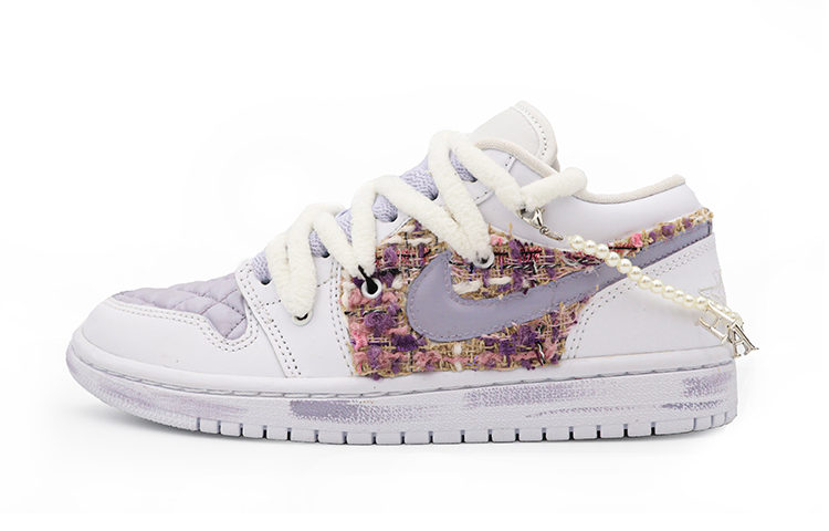 Buy (W) [定制鞋款] Air Jordan 1 Low '珍珠链白色绗缝' DB6480-100(Team37-女款香芋风情)
