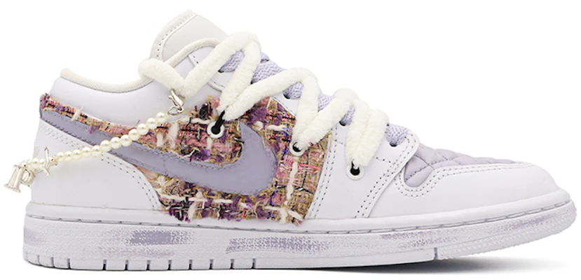 【訂製球鞋】Jordan Air Jordan 1 Low Quilted 小香風 高街 學院風 珍珠鏈條 低幫 復古籃球鞋 女款 白 Order 【訂製球鞋】Jordan Air Jordan 1 Low Quilted 小香風 高街 學院風 珍珠鏈條 低幫 復古籃球鞋 女款 白