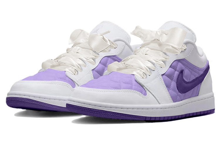 Lookbook (W) [Sepatu Kustom] Air Jordan 1 Low 'Ungu Putih Berlapis' DB6480-100(TeamY-女款小香奈儿紫白)