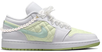 【定制球鞋】Jordan Air Jordan 1 Low 絎縫 "三重白" 珍珠 低筒 復古籃球鞋 女款 粉綠 Order 【定制球鞋】Jordan Air Jordan 1 Low 絎縫 "三重白" 珍珠 低筒 復古籃球鞋 女款 粉綠