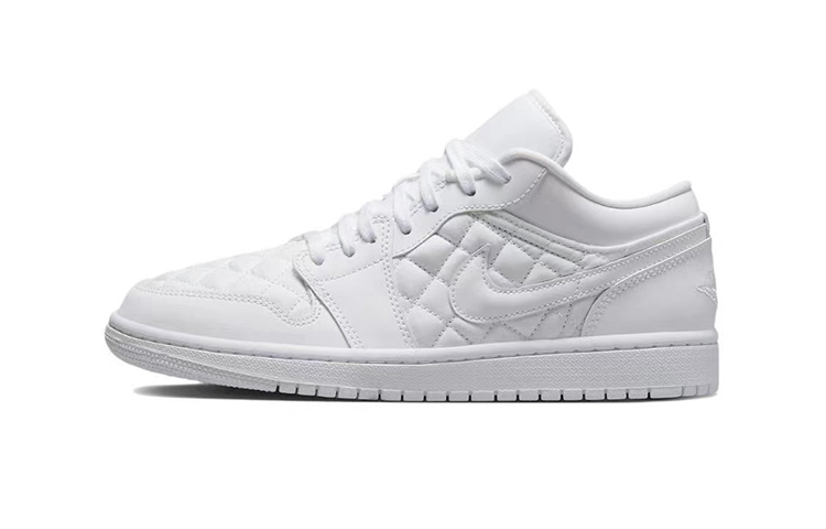 Details for (W) [Sepatu Kustom] Air Jordan 1 Low 'Quilted Triple White' Putih Polos DB6480-100(TeamY-女款小香奈儿粉绿)