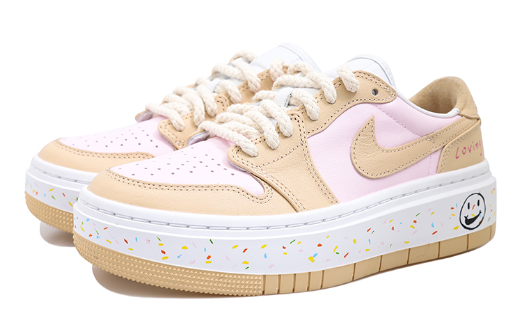 Shop (W) [Custom Sepatu] Air Jordan 1 Low 'Smiley Multicolor' DH7004-102(Team拾玖-多色墨点S-BOX)