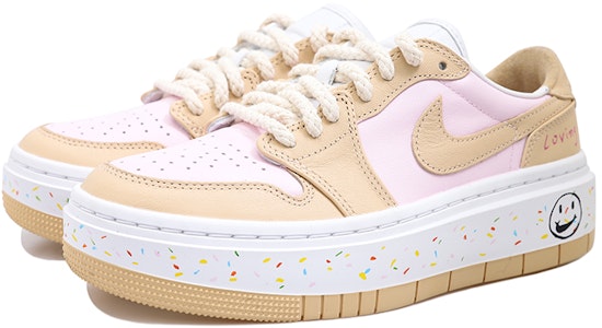 【定制球鞋】乔丹 Air Jordan 1 OKHR 笑脸 手繪 多色墨點 可愛 麻繩 厚底 低帮 復古籃球鞋 女款 粉色 Shop 【定制球鞋】乔丹 Air Jordan 1 OKHR 笑脸 手繪 多色墨點 可愛 麻繩 厚底 低帮 復古籃球鞋 女款 粉色