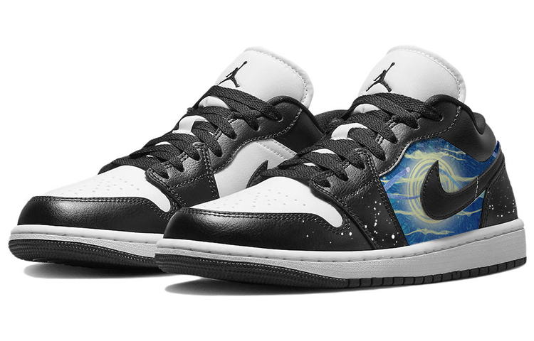 Shop (W) [Sepatu Kustom] Air Jordan 1 Low 'Starry Night Hitam Putih Panda' DC0774-101(Team56-星空夜色)