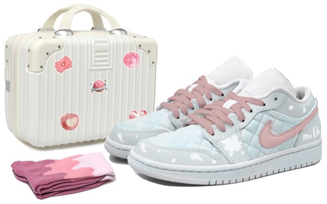 【客製化籃球鞋】Jordan Air Jordan 1 Low OKHR 草莓牛奶 復古風 特殊鞋盒 低筒 復古籃球鞋 女款 藍粉 Buy 【客製化籃球鞋】Jordan Air Jordan 1 Low OKHR 草莓牛奶 復古風 特殊鞋盒 低筒 復古籃球鞋 女款 藍粉