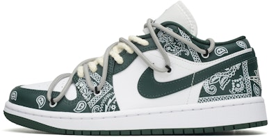 【定制球鞋】Jordan Air Jordan 1 街舞腰果花 潮流復古 解構綁帶 低筒 復古籃球鞋 女款 白綠 Buy 【定制球鞋】Jordan Air Jordan 1 街舞腰果花 潮流復古 解構綁帶 低筒 復古籃球鞋 女款 白綠