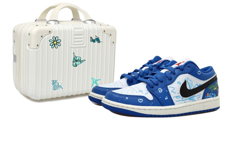 Buy (W) [Kasut Custom] Air Jordan 1 Low 'Surf dan Palms Custom Graffiti' DC0774-416(Team拾玖-浪花朵朵S-BOX)