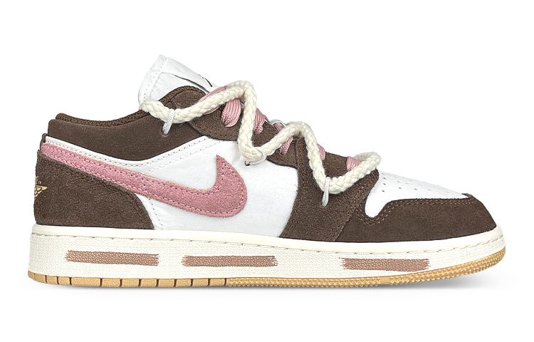 Lookbook 【訂製球鞋】 Jordan Air Jordan 1 禮盒 美式復古 美拉德 甜心可可 解構 防滑耐磨 低筒 復古籃球鞋 女款 白棕粉