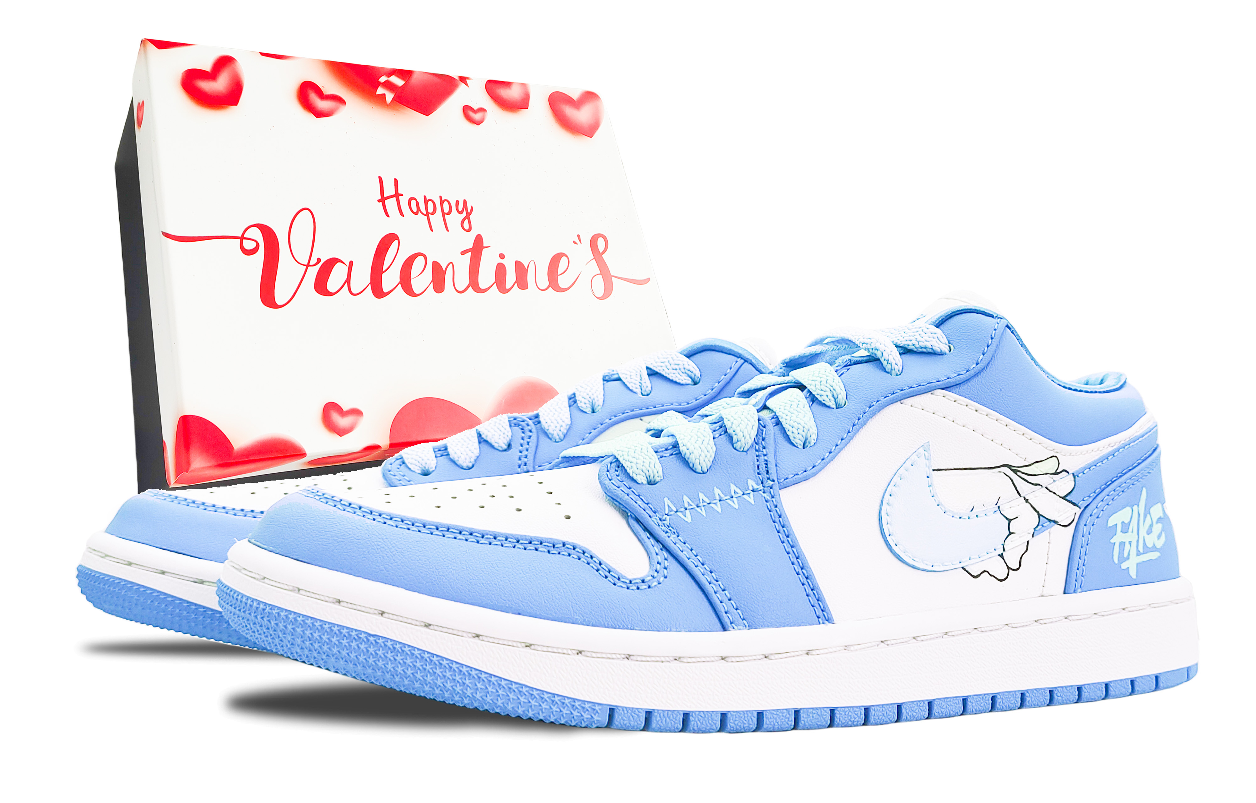 [Custom Shoes] (Women) Air Jordan 1 Low 'University Blue' AO9944-441(Team188-TAKE-S-BOX)