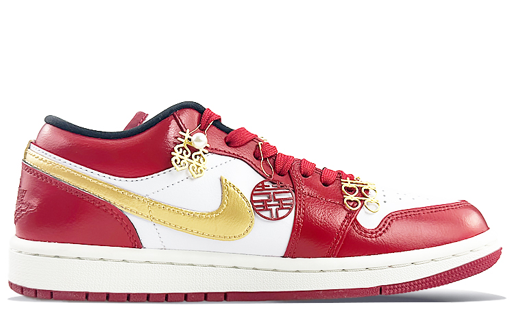 Order 【定制球鞋】Jordan Air Jordan 1 Low 球場精靈 婚鞋祥云 喜慶 低幫 復古籃球鞋 女款 紅金