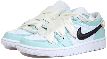 (W) カスタム AJ1 ロー "ホワイトジェムシルク" DB6480-100(Team拾玖-丝绸宝石蓝S-BOX) Lookbook (W) カスタム AJ1 ロー "ホワイトジェムシルク" DB6480-100(Team拾玖-丝绸宝石蓝S-BOX)