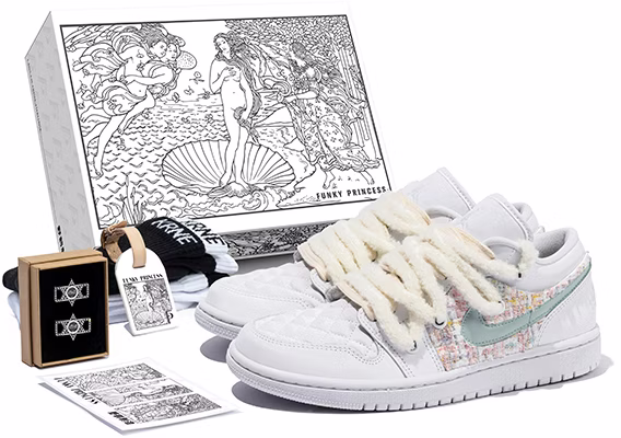 custom-shoes-women-air-jordan-1-low-white-green-patchwork