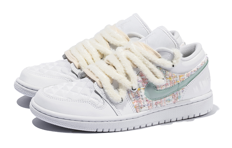 Shop (W) [定制鞋] Air Jordan 1 Low '白绿拼接' DB6480-100(TeamB-女款小香风白绿K-BOX)