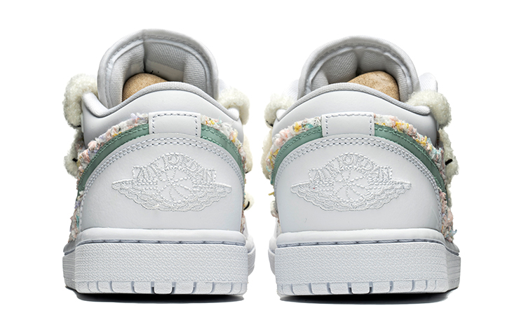 Shop (W) [Sepatu Kustom] Air Jordan 1 Low 'Putih Hijau Patchwork' DB6480-100(TeamB-女款小香风白绿)