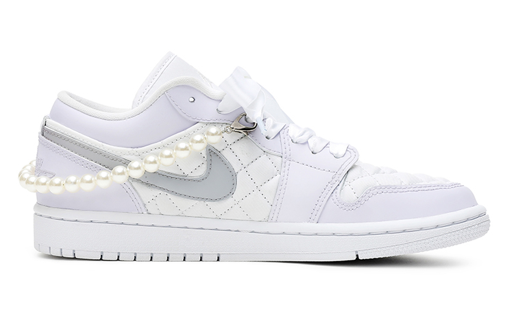 Order (W) [Sepatu Kustom] Air Jordan 1 Low 'Putih Ungu Quilted Sisi Princess' DB6480-100(Team15-茜茜公主)