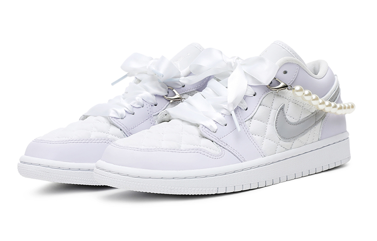 Lookbook (W) [Sepatu Kustom] Air Jordan 1 Low 'Putih Ungu Quilted Sisi Princess' DB6480-100(Team15-茜茜公主)