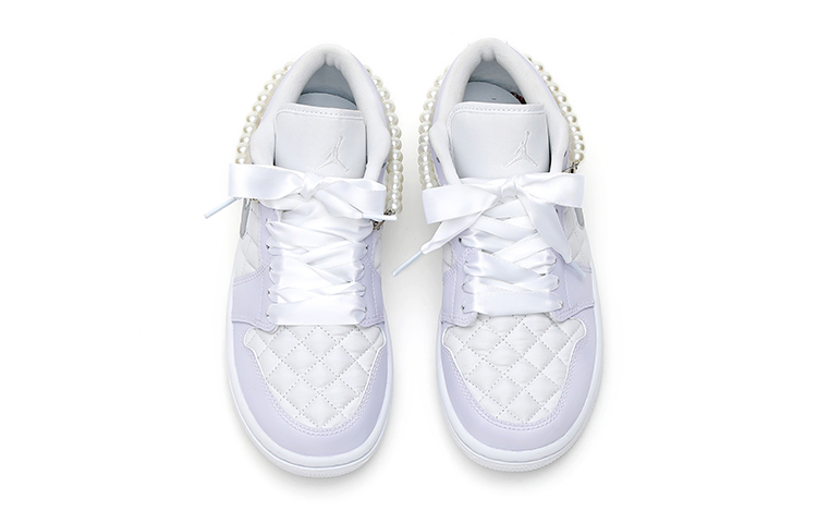 Shop (W) [Sepatu Kustom] Air Jordan 1 Low 'Putih Ungu Quilted Sisi Princess' DB6480-100(Team15-茜茜公主)