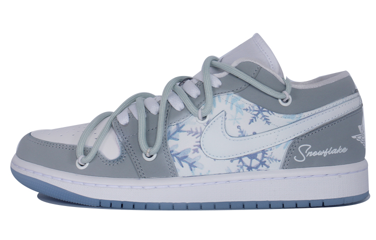 Buy (W) [Sepatu Custom] Air Jordan 1 Low 'Winter Snowflake Biru Elegan' DC0774-105(Team10-冬季雪景)