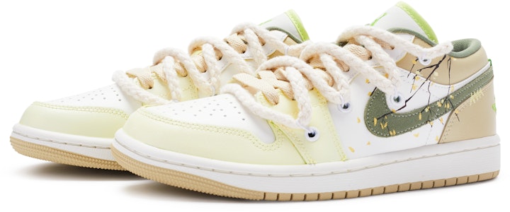 【定製球鞋】Jordan Air Jordan 1 國風 黃風鈴 解構 手繪噴繪 低幫 復古籃球鞋 女款 黃白棕 Lookbook 【定製球鞋】Jordan Air Jordan 1 國風 黃風鈴 解構 手繪噴繪 低幫 復古籃球鞋 女款 黃白棕