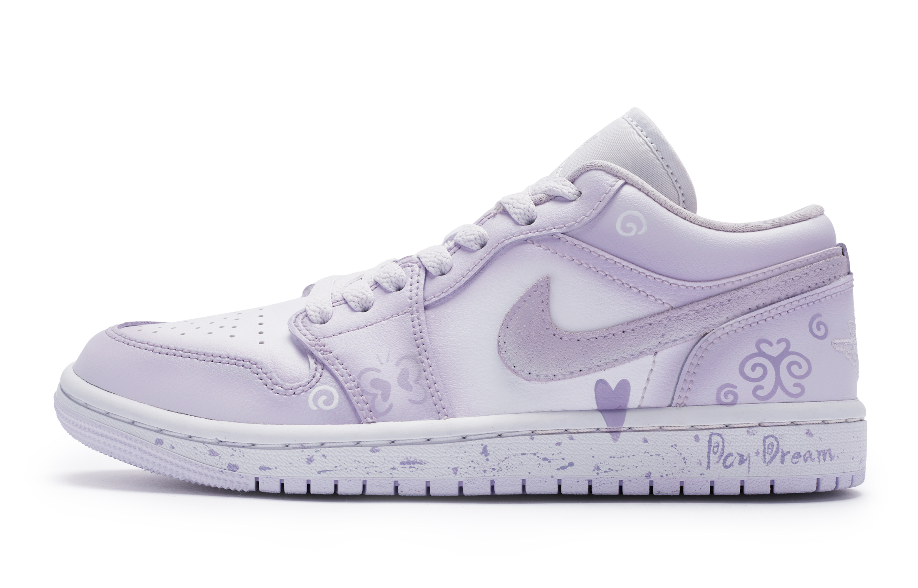 [Custom Shoes] (Women) Air Jordan 1 Low Custom 'Daydream White Purple'