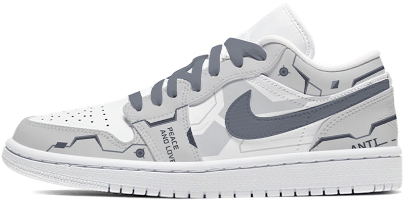 【定制球鞋】 Jordan Air Jordan 1 Low 風活動 噴繪 機械戰甲 低幫 復古籃球鞋 女款 黑白灰 Buy 【定制球鞋】 Jordan Air Jordan 1 Low 風活動 噴繪 機械戰甲 低幫 復古籃球鞋 女款 黑白灰