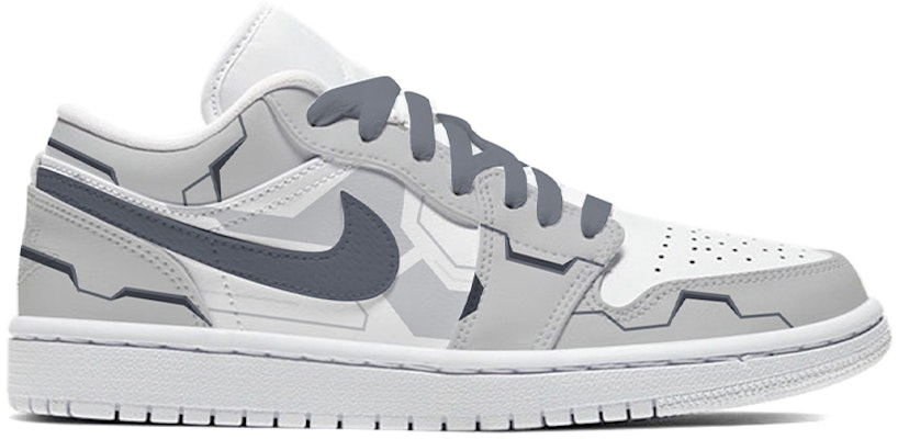 【定制球鞋】 Jordan Air Jordan 1 Low 風活動 噴繪 機械戰甲 低幫 復古籃球鞋 女款 黑白灰 Order 【定制球鞋】 Jordan Air Jordan 1 Low 風活動 噴繪 機械戰甲 低幫 復古籃球鞋 女款 黑白灰