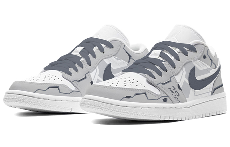 Lookbook (W) [カスタムシューズ] レディース エアジョーダン1 ロー カスタム 'メカアーマー' 553560-130(TeamE-女款机械战甲黑白灰)